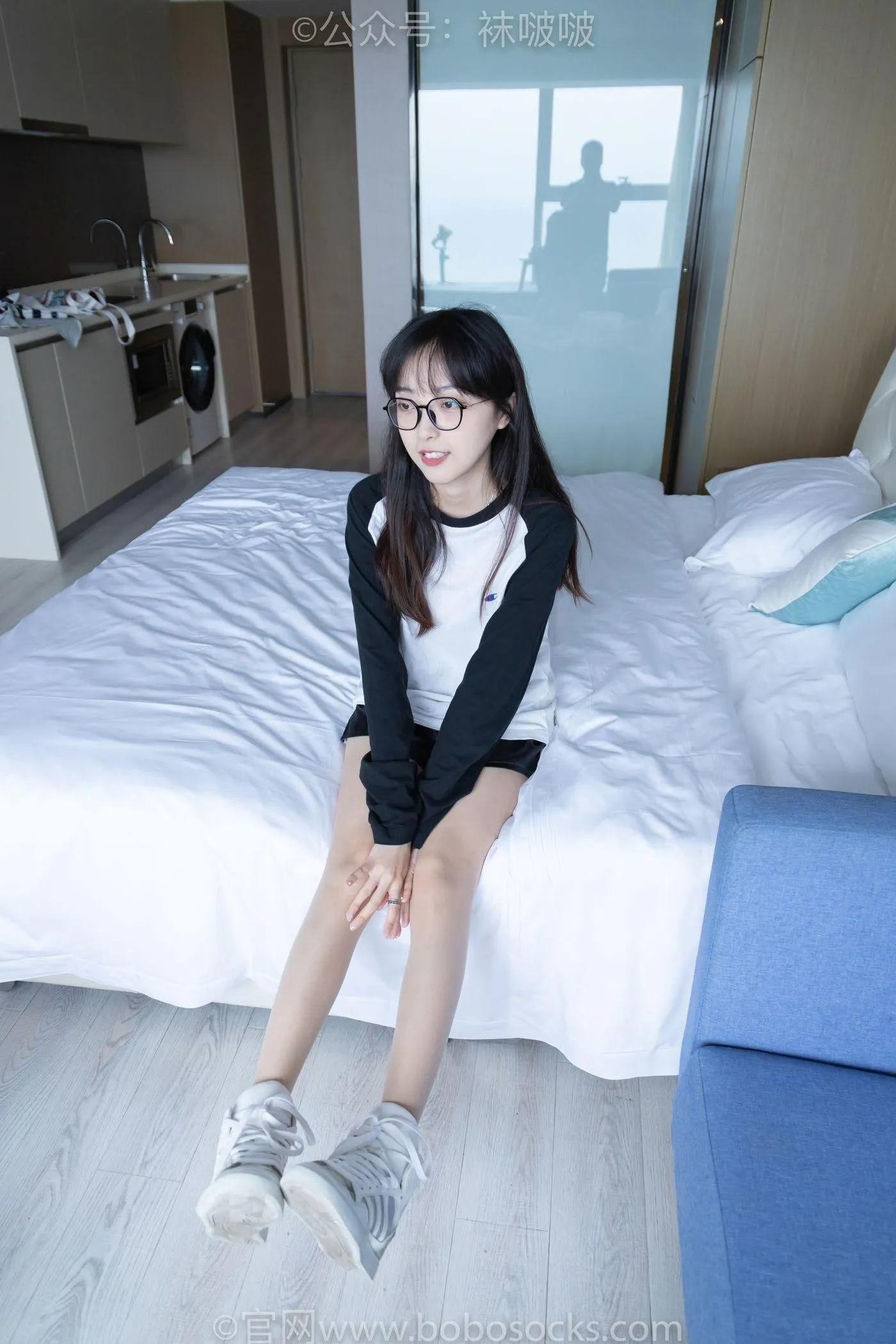 [BoBoSocks袜啵啵]NO.015 稚予-阿迪板鞋、白色短棉袜、肉丝 [135P]插图4